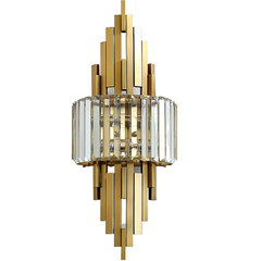 art deco style crystal and copper wall sconce