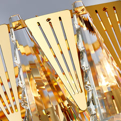 gold details between crystals on chandelier