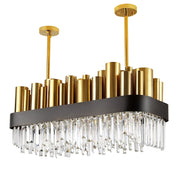 rectangular crystal chandelier with gold and black body