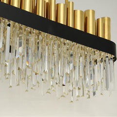 rectangular crystal chandelier with gold and black body