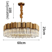 round gold modern crystal chandelier 60 cm wide by 25 cm high