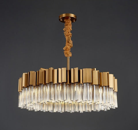 round gold modern crystal chandelier