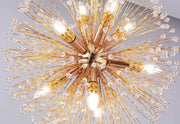 close up of lamp body of gold crystal dandelion chandelier