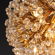 precision cut crystals in floral cluster gold stems