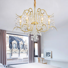gold and crystal chandelier in Parisian apartment