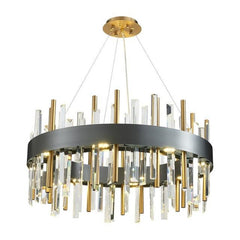 Beautiful Circular Crystal Chandelier in Gun Metal Gray