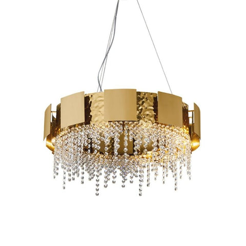 golden chandelier with crystal drops