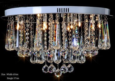 illuminated water drop crystal ceiling light surface-mount