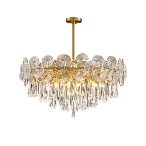 Beautiful Crystal Chandelier with Gold and  Polished Copper 