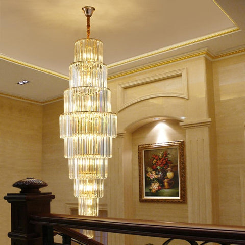 9 tier 2 story crystal chandelier