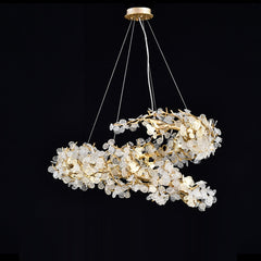 frosted shell gold branch chandelier
