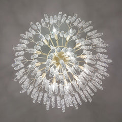 luxury round gold crystal chandelier view from bottom