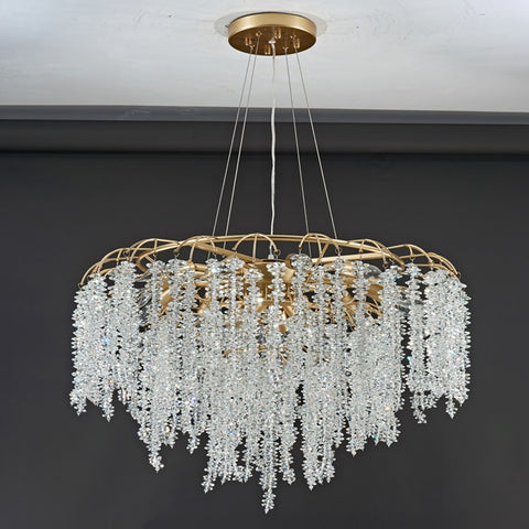 luxury round gold crystal chandelier  light off