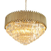 conical crystal and gold chandelier round shape warm light