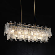 rectangular two layer gold finish frosted glass chandelier
