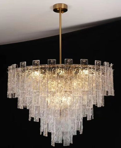 conical multi tier gold finish frosted glass chandelier