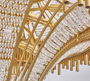 crystal detail on gold chandelier body
