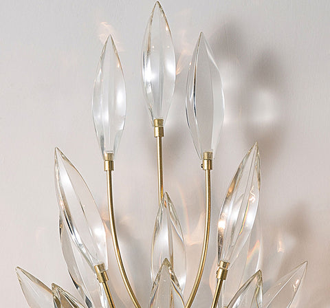 leaf shaped precision cut high quality crystals on gold stems
