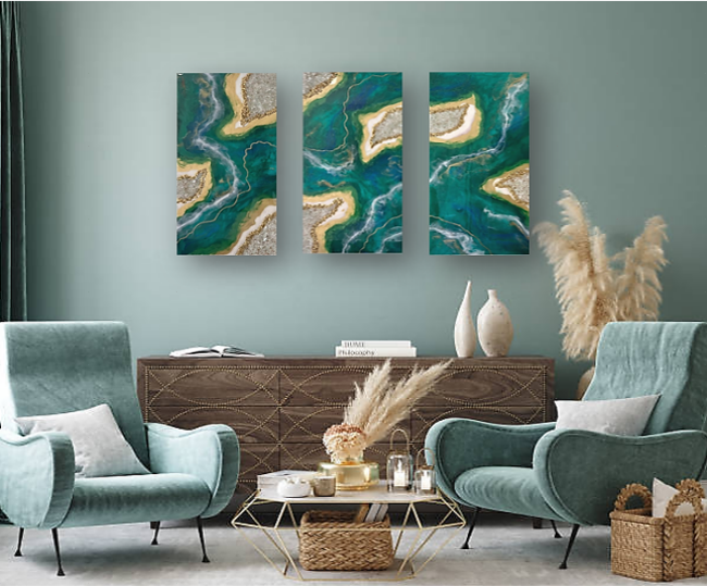 Emerald 3-Piece Green Resin Wall Art – Designs and Inspirations